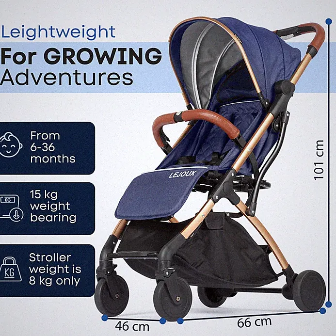 Lejoux Go TR18 Baby Reisebuggy Kinderbuggy Buggy - Blau von 6-36 Monate
