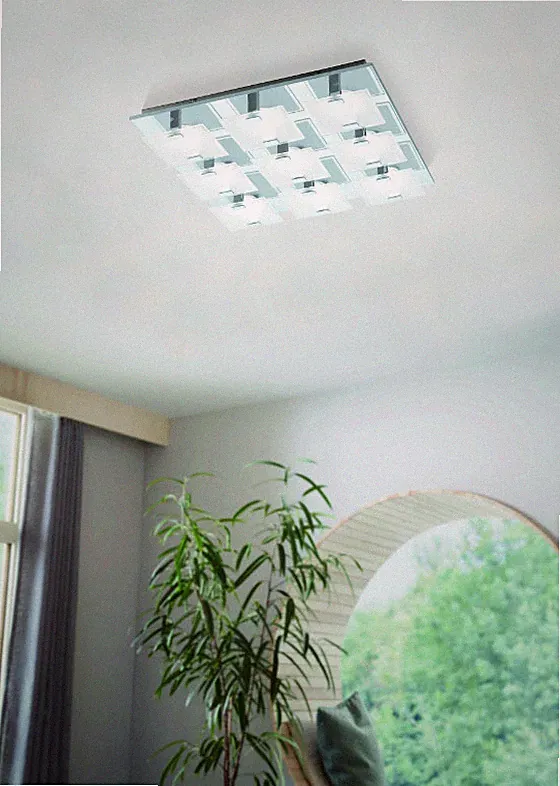 LIchtobjekt LED Deckenleuchte 9flg Leuchten Deckenlampe Lampe Chrom 47cm 93315