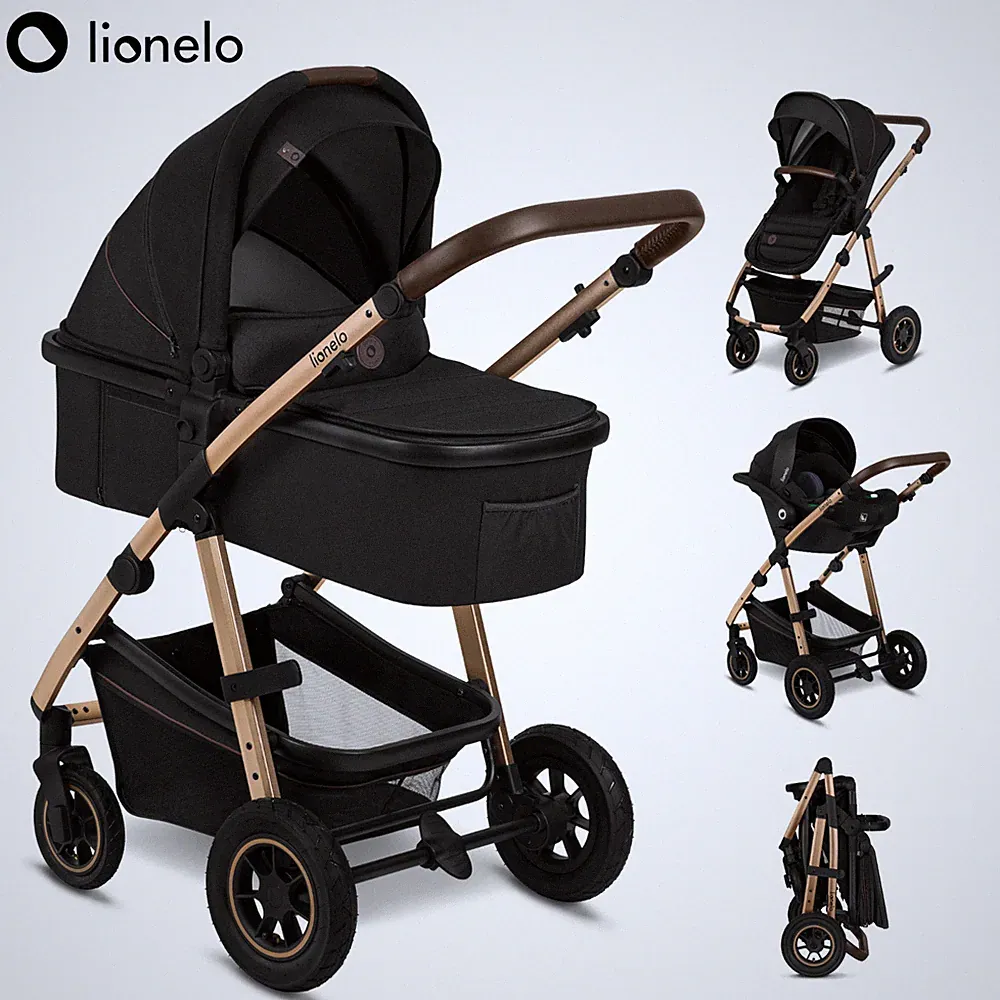 LIONELO® 3-in-1 Kinderwagen Kombi PKW 🔸 Black Onyx