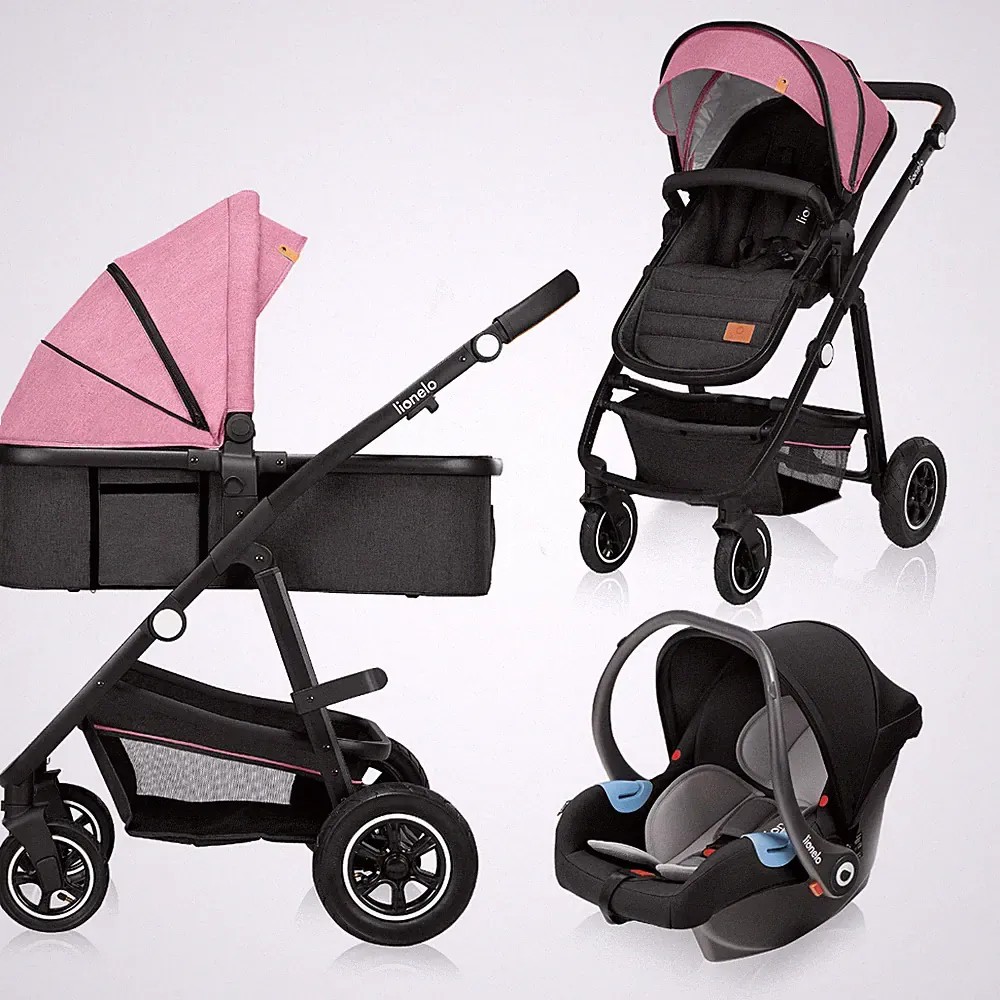 LIONELO® 3in1 Kinderwagen Kombikinderwagen Autositz 🙂 Rosa Rosa