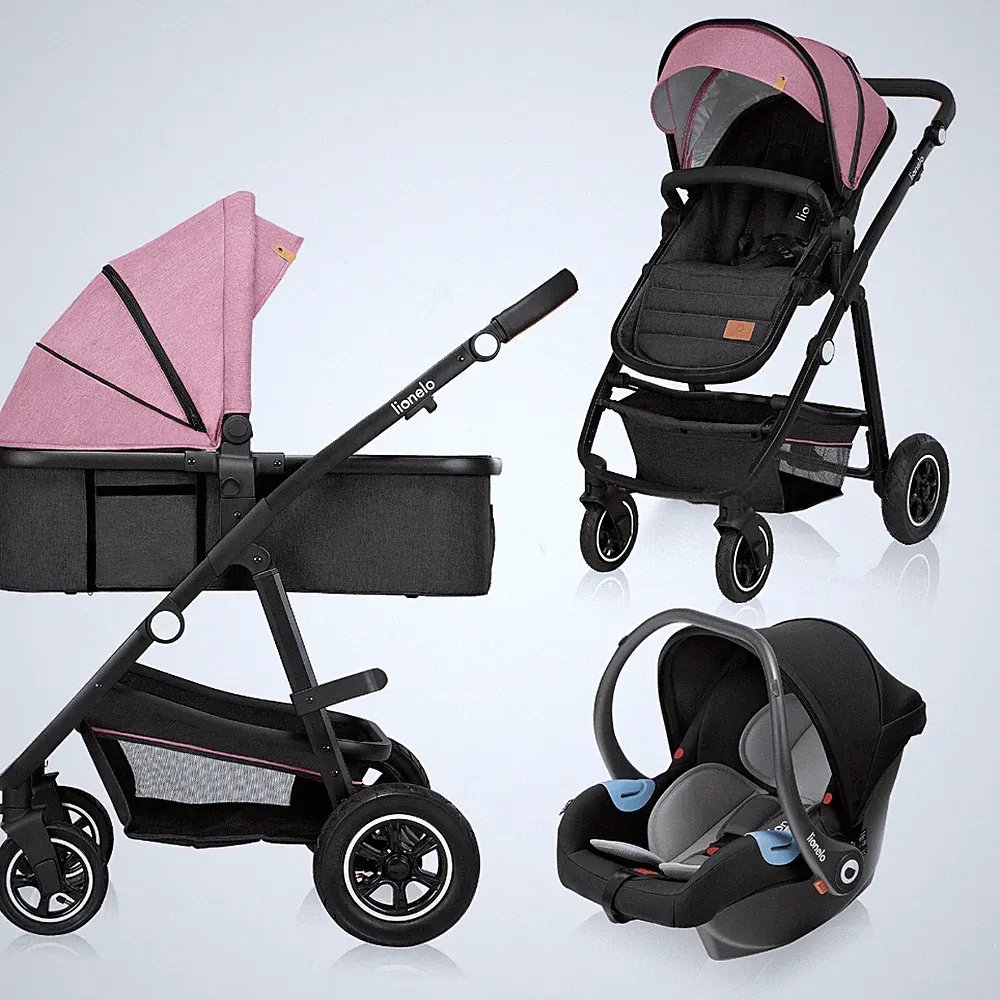 LIONELO® 3in1 Kinderwagen Kombikinderwagen Babyschale Rosa