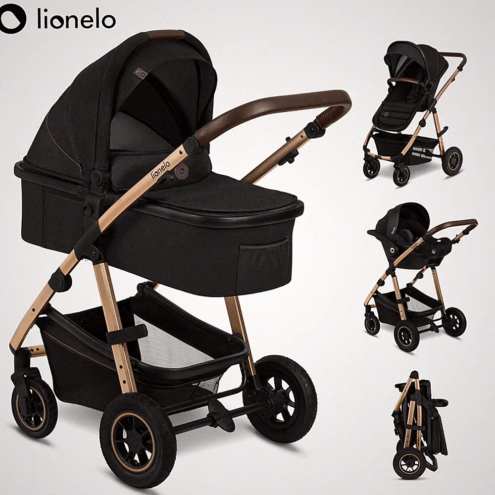 LIONELO® Kinderwagen 3 in 1 Kombikinderwagen Autositz 🔸 Black Onyx