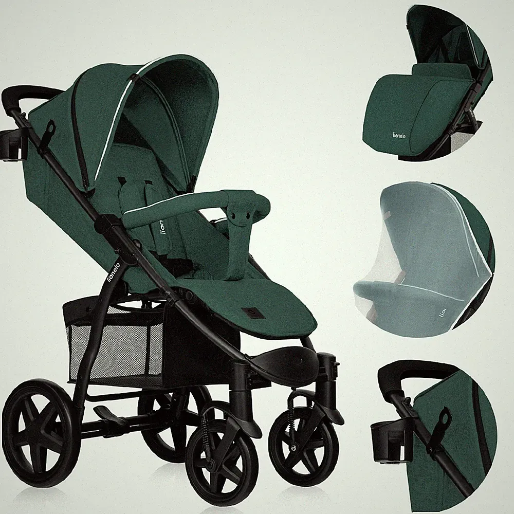 LIONELO® Kinderwagen bis 22 kg mit klappbarer Schlaffunktion Überwurf