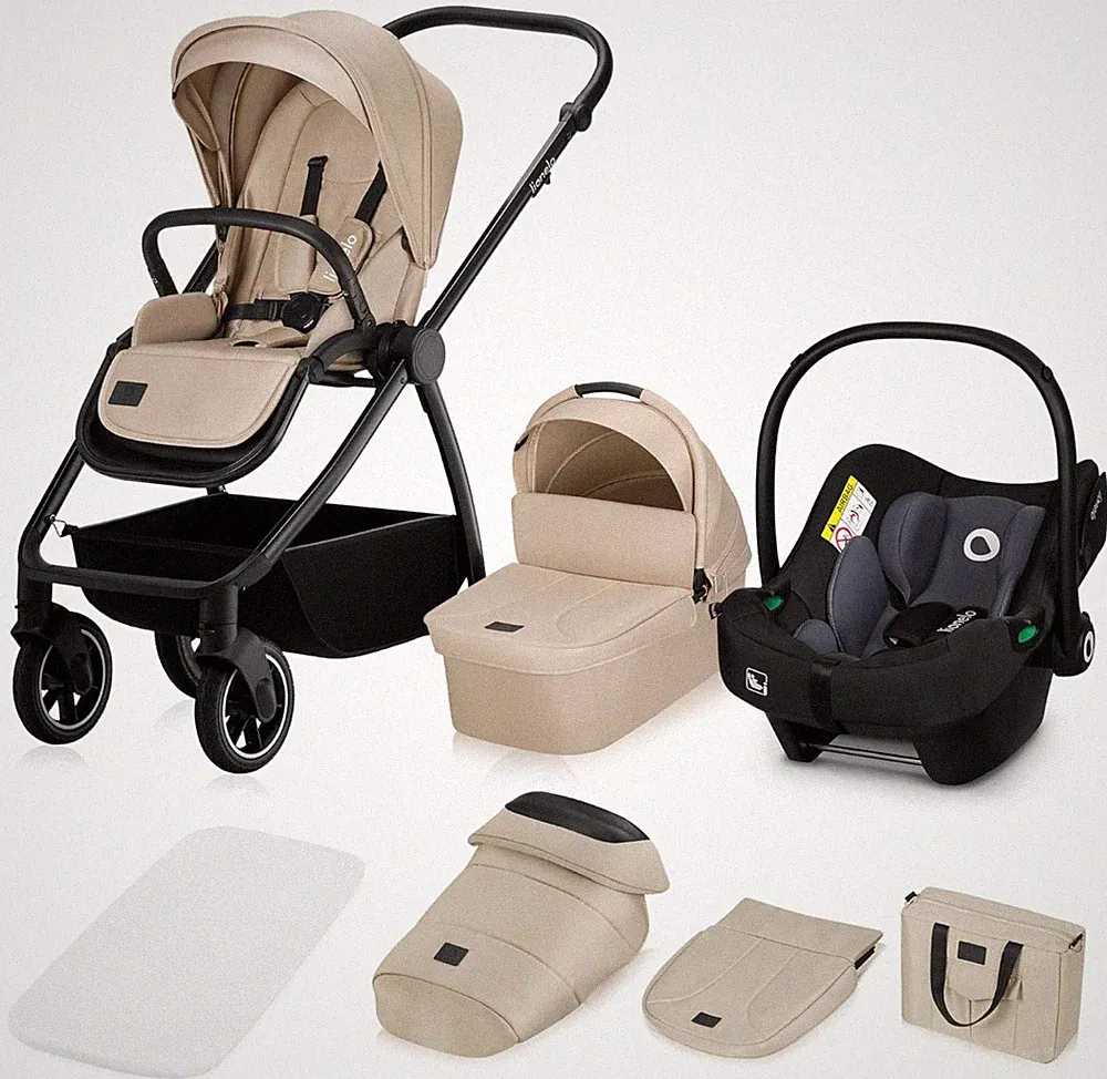 LIONELO MERIL 3-in-1 Multifunktionaler Kinderwagen Bis zu 22 kg Beige