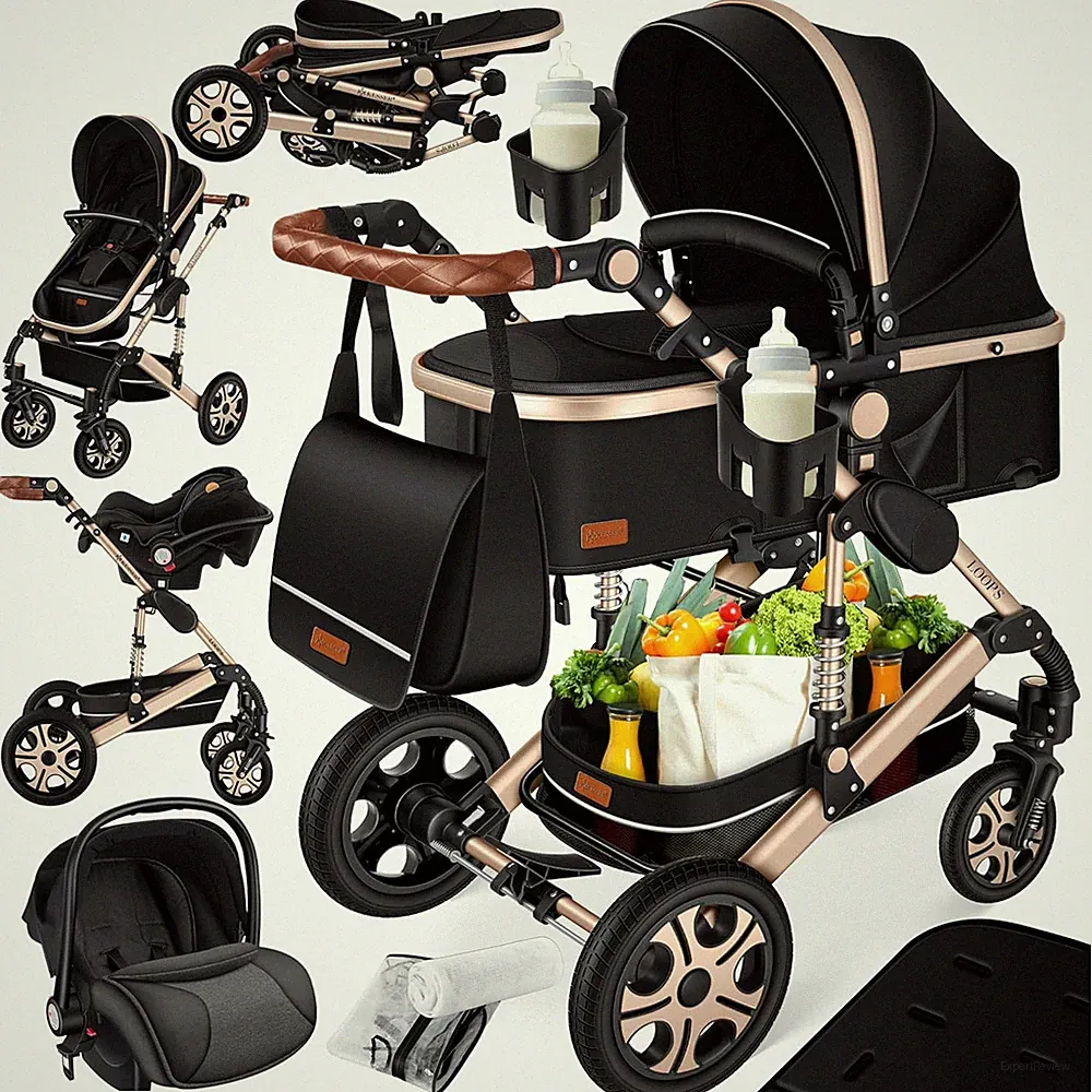 Loops 4 in 1 Kinderwagen Kombikinderwagen Set Buggy Babyschale ECER129 Champagne