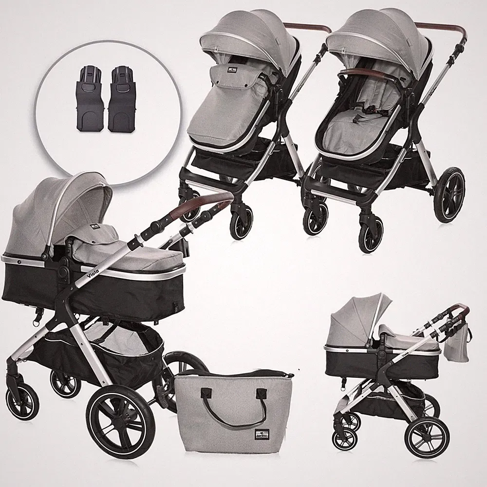 Lorelli Kinderwagen 2 in 1 Viola mit Adaptern, umbaubarer Sportsitz, bis 22 kg