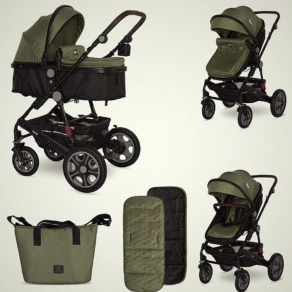 Lorelli Kinderwagen Lora faltbar Gummiräder Tragetasche Sportsitz Fußabdeckung