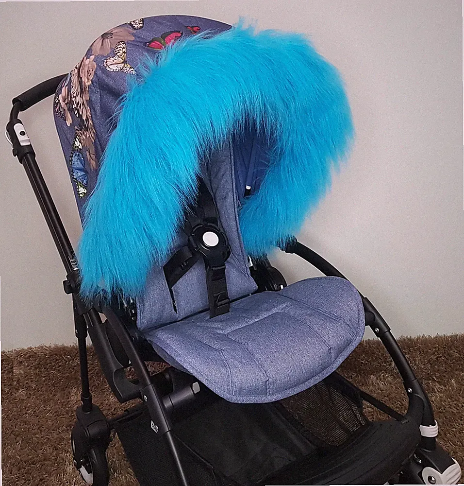 Luxus Kinderwagen Fellkapuze Pelzbesatz Babywagen Buggy Kinderwagenteile Universal Fit