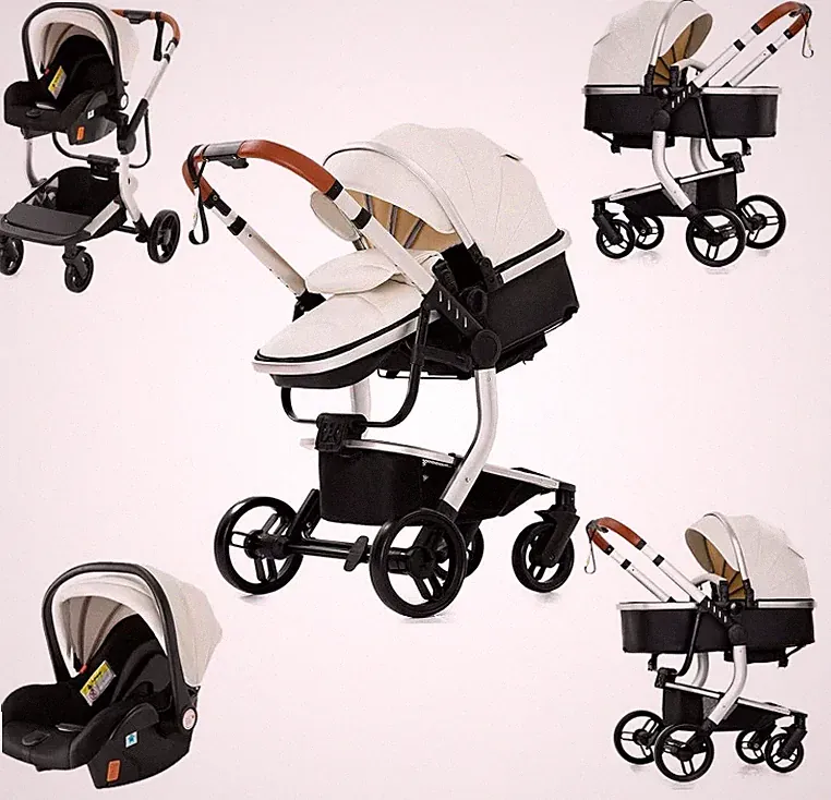 Magic ZC 3 in 1 Kinderwagen 518 Weiß Kunstleder faltbar Panoramaaufsatz 3 teilig