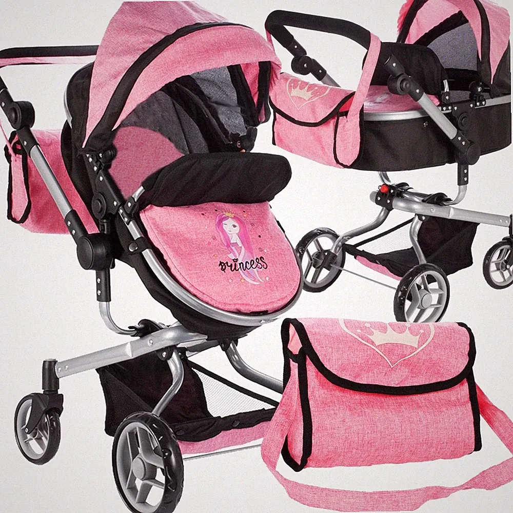 MalPlay Puppenwagen Little Princess | Kinderwagen Puppen zusammenklappbar | Kind