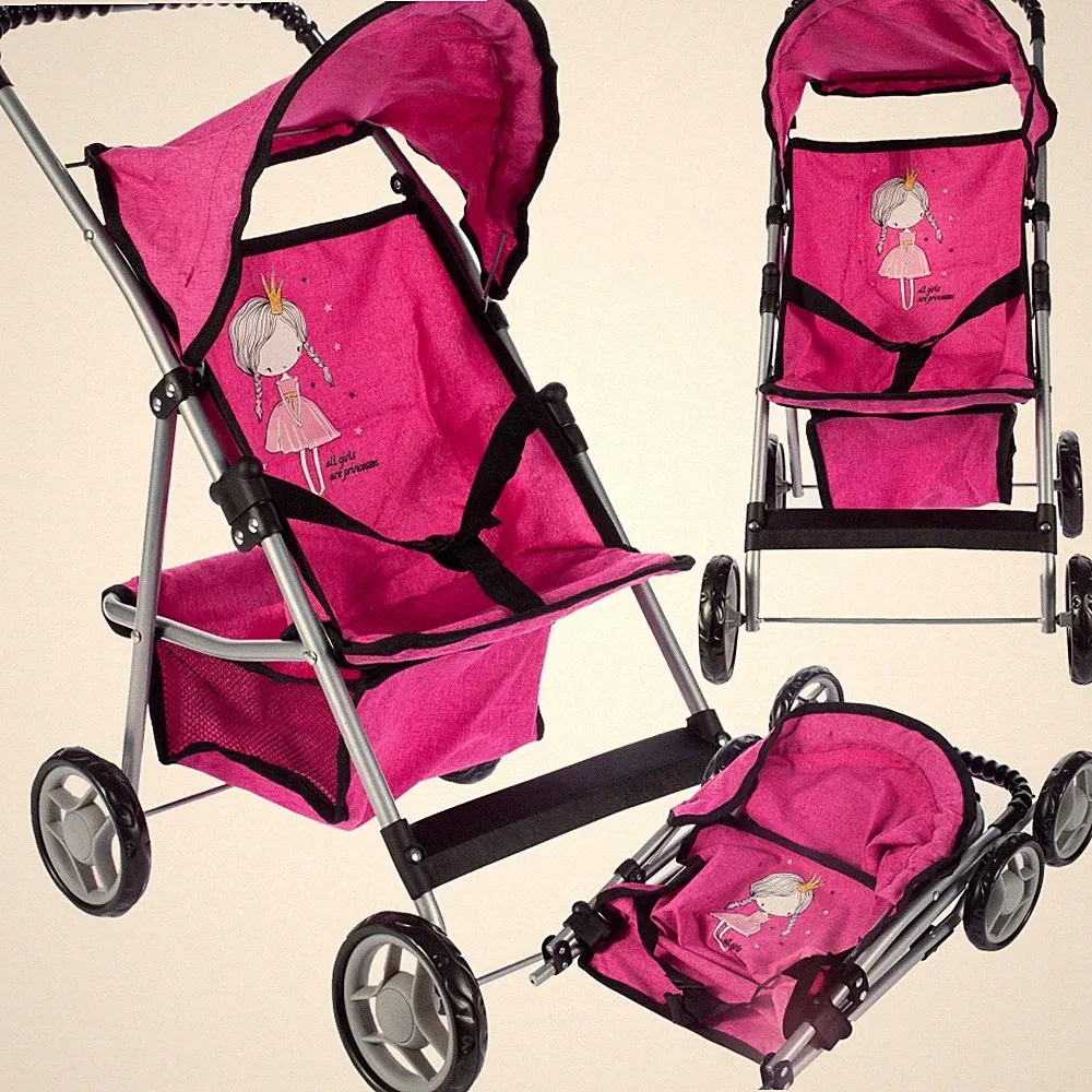 MalPlay Puppenwagen Little Princess Kinderwagen Puppen zusammenklappbar Puppenzu