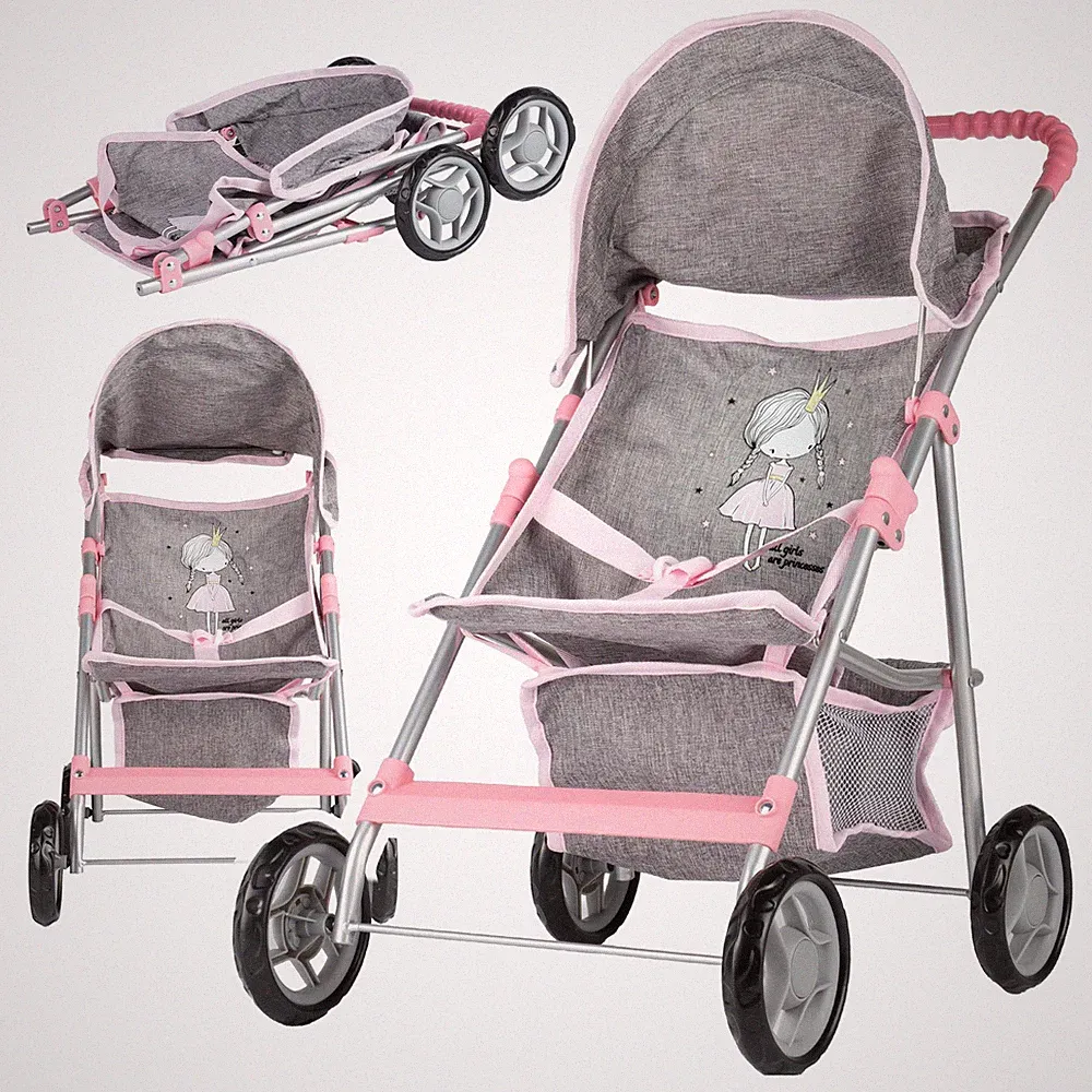 Malplay Puppenwagen Puppe faltbar leicht stabil kleine Prinzessin Grau Geschenk