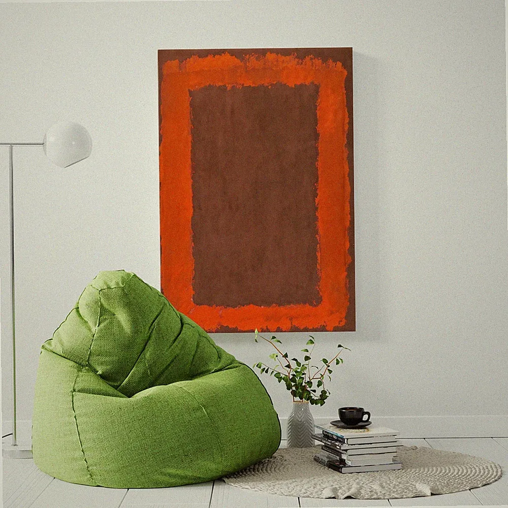 ✅ Mark Rothko Braun und orange, Leinwand Reproduktion, Abstrakte Wandkunst, Art