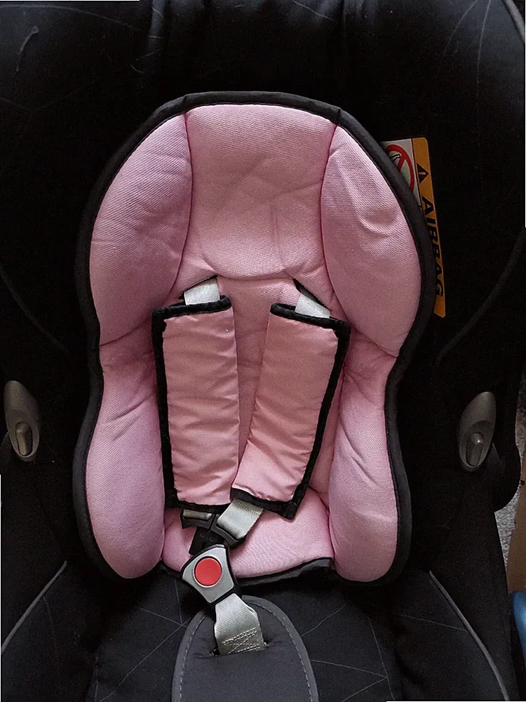 Maxi Cosi Babysafe Wende Sitzkissen + Gurtpolster rosa/grau auch für Kinderwagen