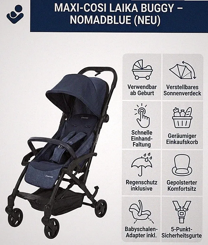 Maxi-Cosi Buggy Laika Nomad Blue Kinderwagen Kompakt Leicht ab Geburt NEU