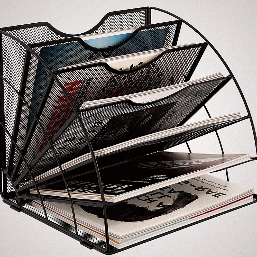 Metall Dokumentenhalter A4 Schwarz Fächerförmig Büro Organizer Zeitschriften