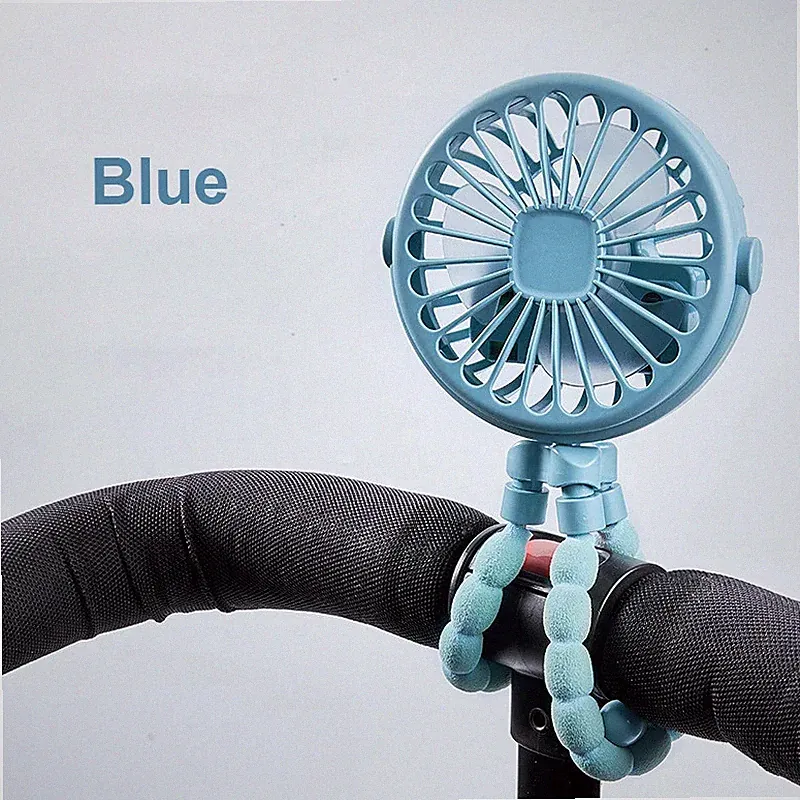 Mini Clip Ventilator USB Akku Kinderwagen 360° Drehbar Outdoor Oktopus
