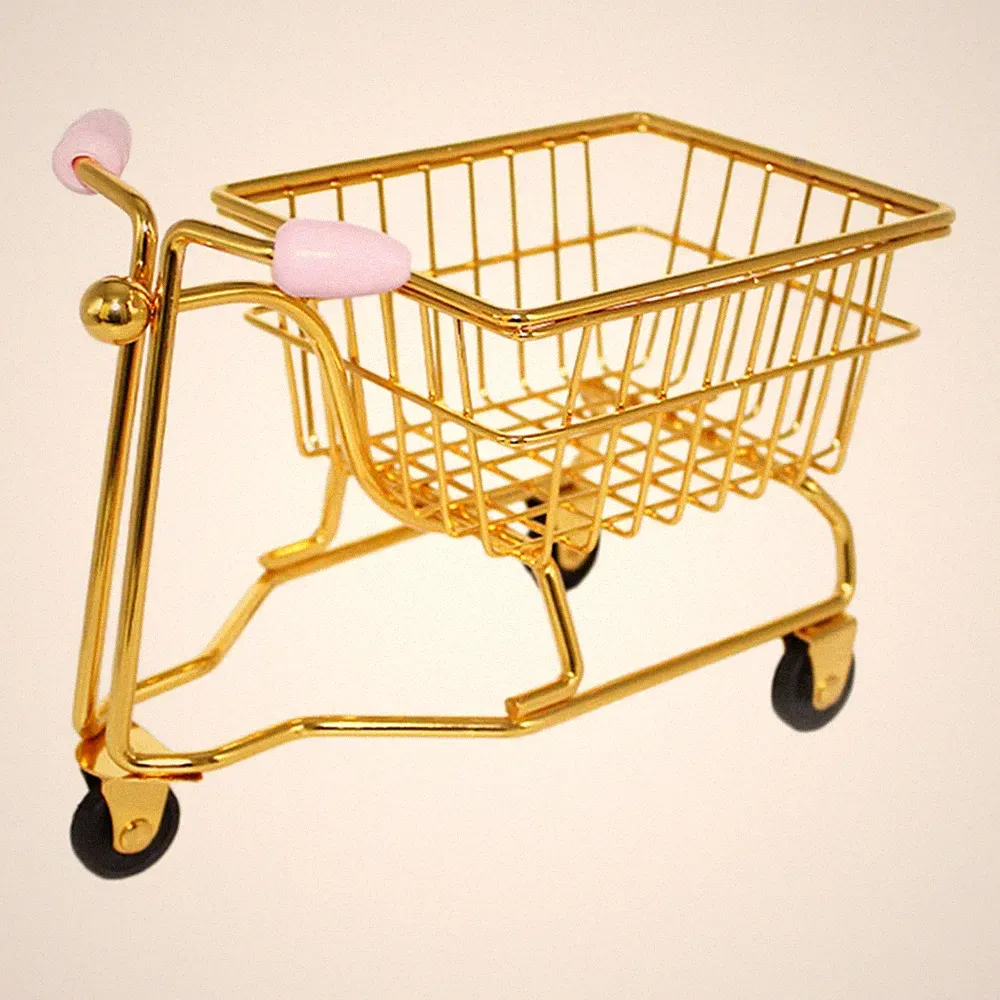 Mini Einkaufswagen Spaß Puppenhaus Möbel Kinder Push Cart Spielzeug Mädchen