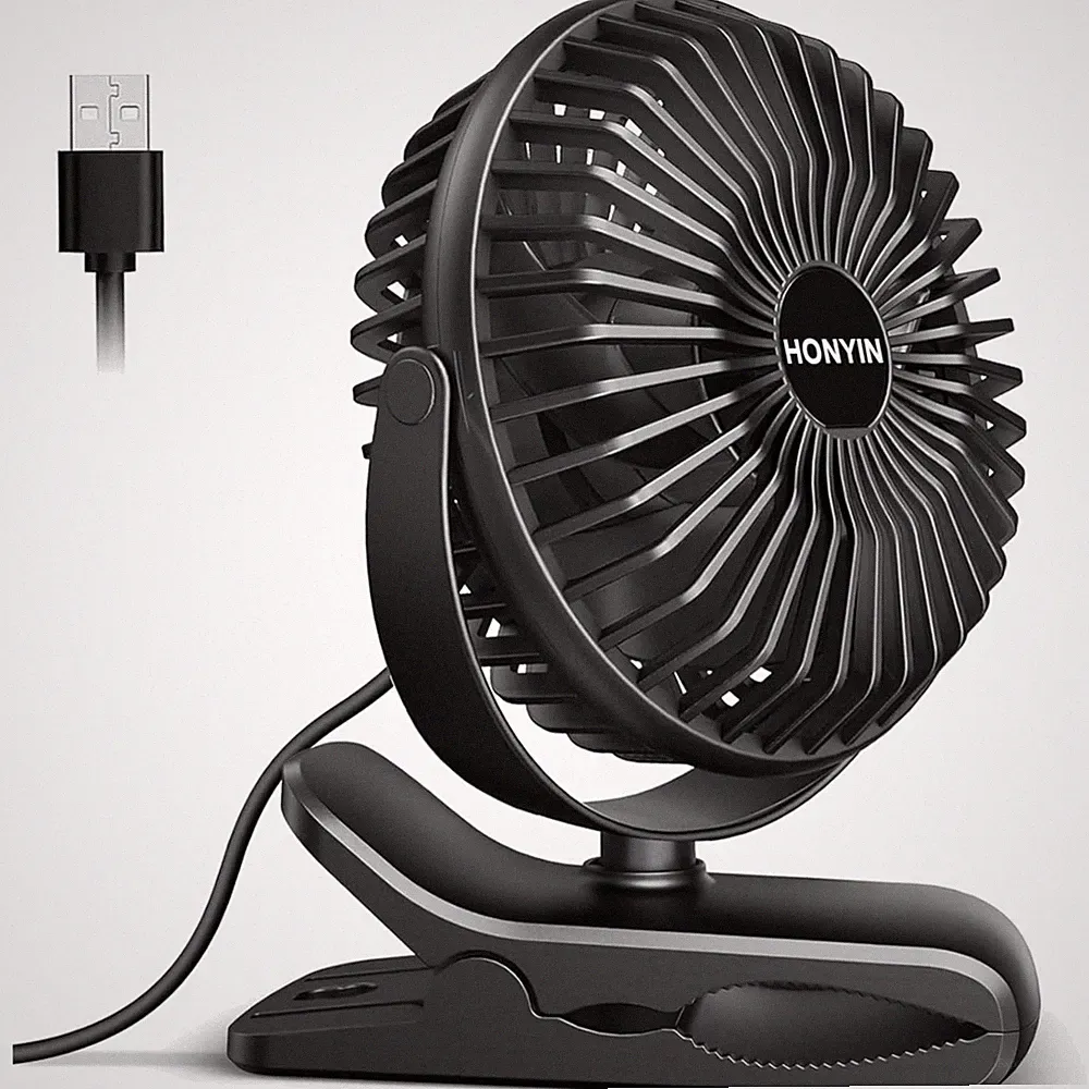 Mini Ventilator USB Clip Tischventilator 720 Grad Drehung 3 Geschwindigkeiten