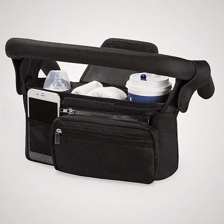 Momcozy Kinderwagen Organizer schwarz mit isolierten Becherhaltern