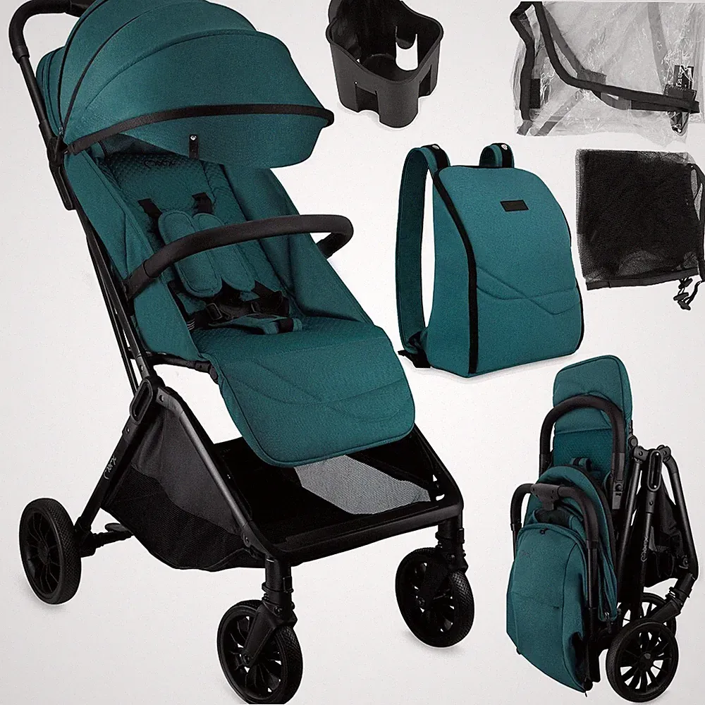 MoMi ANDREA Buggy Kinderwagen bis 22KG - Rucksack, Zubehör - Türkis