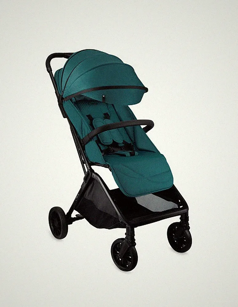 MoMi ANDREA Kinderwagen in Grün mit automatischem Klappmechanismus