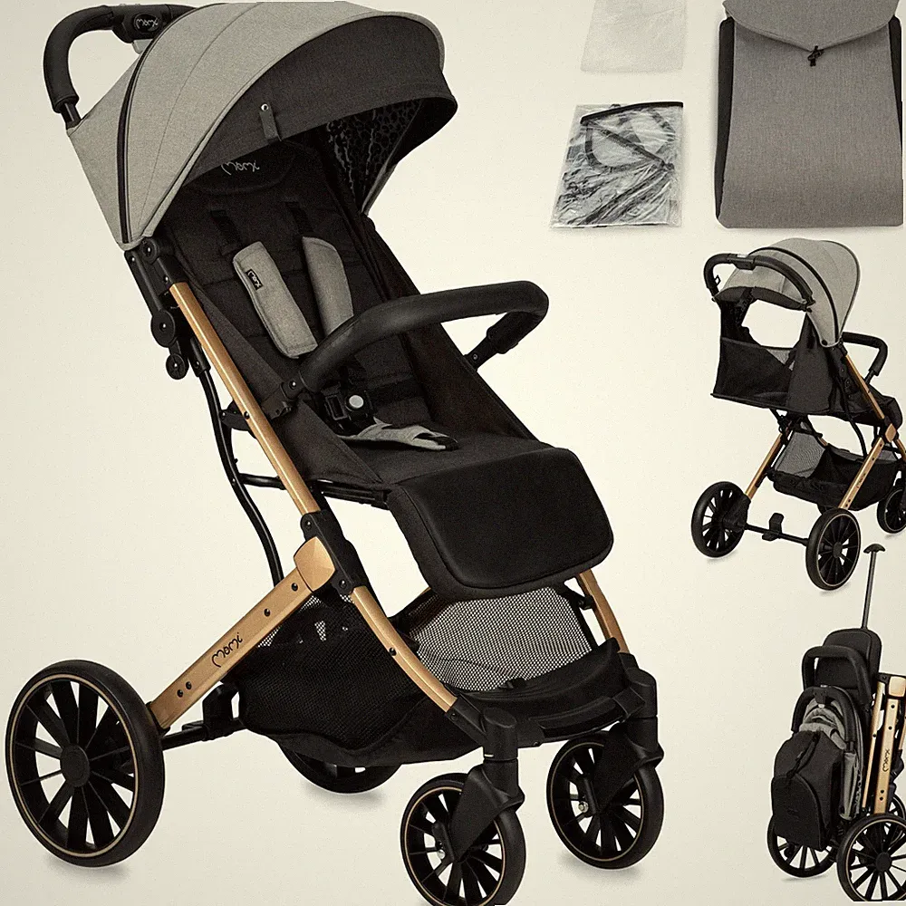 MoMi ESTELLE DAKAR Buggy Kinderwagen bis 22 kg - Leicht, Zubehörsatz - Grau