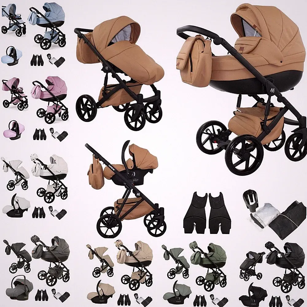 MOMMO AAA Kinderwagen 3in1 Öko-Leder – Cosmo I-Size-Sitz