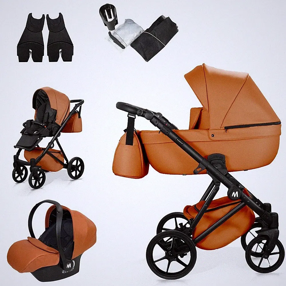 MOMMO HARMONY Kinderwagen 2in1/3in1/4in1 Öko-Leder – Cosmo I-Size-Sitz