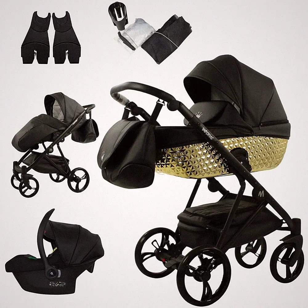 MOMMO Kinderwagen 3in1 Öko-Leder