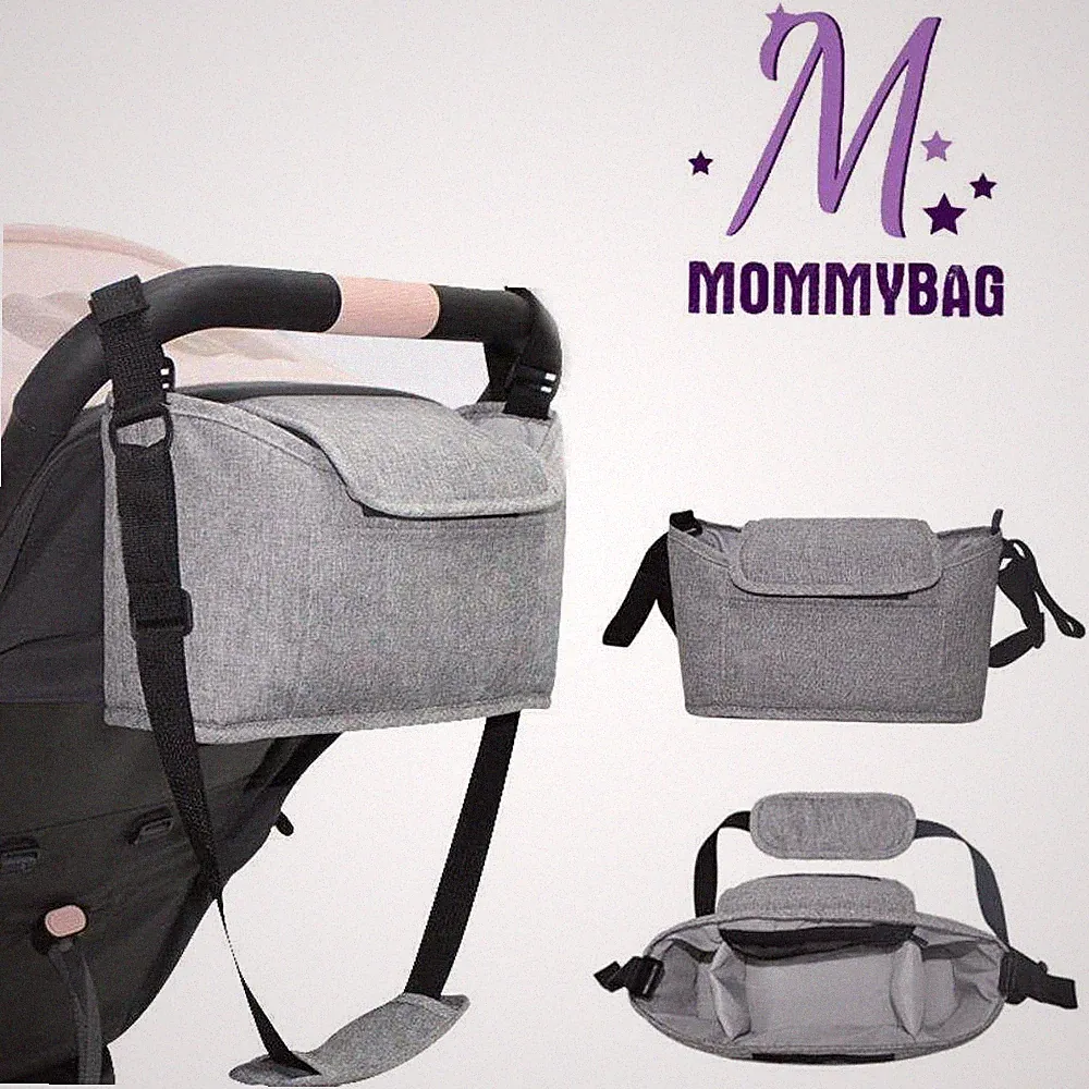MOMMYBAG Kinderwagentasche Kinderwagen Organizer Buggy Tasche Wickeltasche Grau