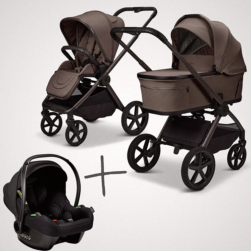 Moon Gio FOLD SET Kombi-Kinderwagen greige inkl. Cosmo Babyschale