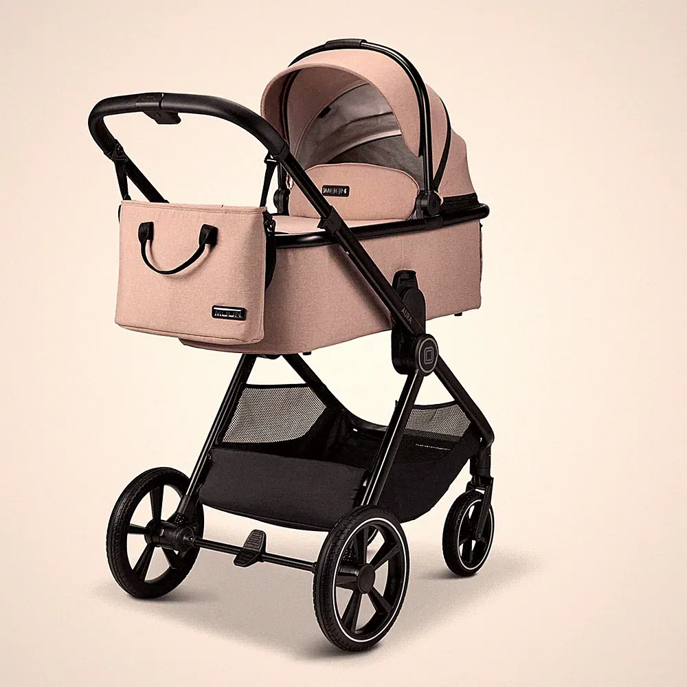 Moon Kombikinderwagen Kinderwagen AURA Sand Babywagen Einkaufskorb - Wie Neu