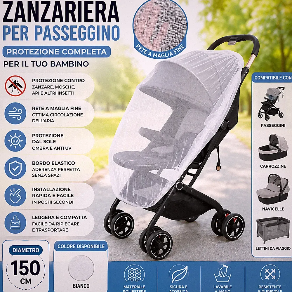 Moskitonetz Kinderwagen Universal Baby Insektenschutznetz Abdeckung