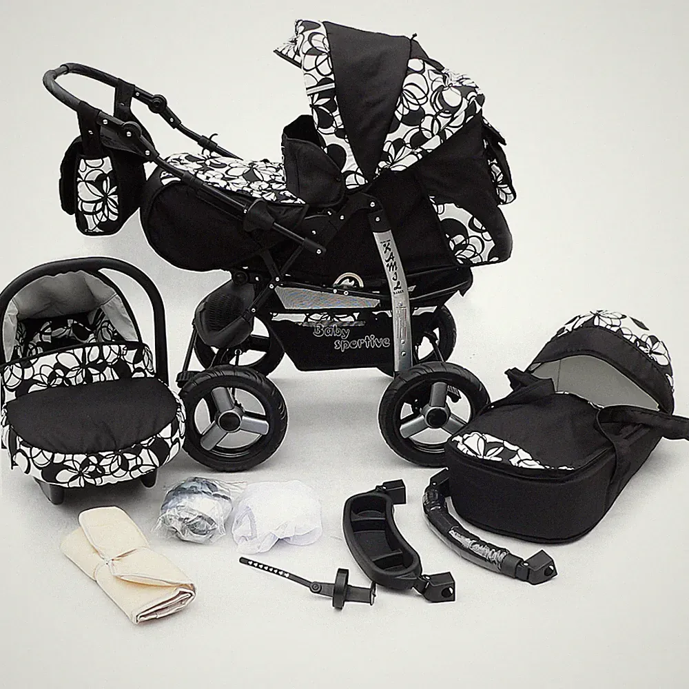 Multifunktionaler 3in1 Kombi Kinderwagen mit Autositz + Zubehör, viel Komfort