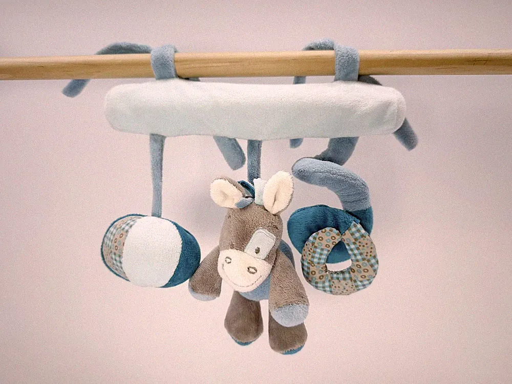 Nattou / Gaston & Cyril / Kinderwagenkette / Türkis / Blau / Grau / Wagenspanner