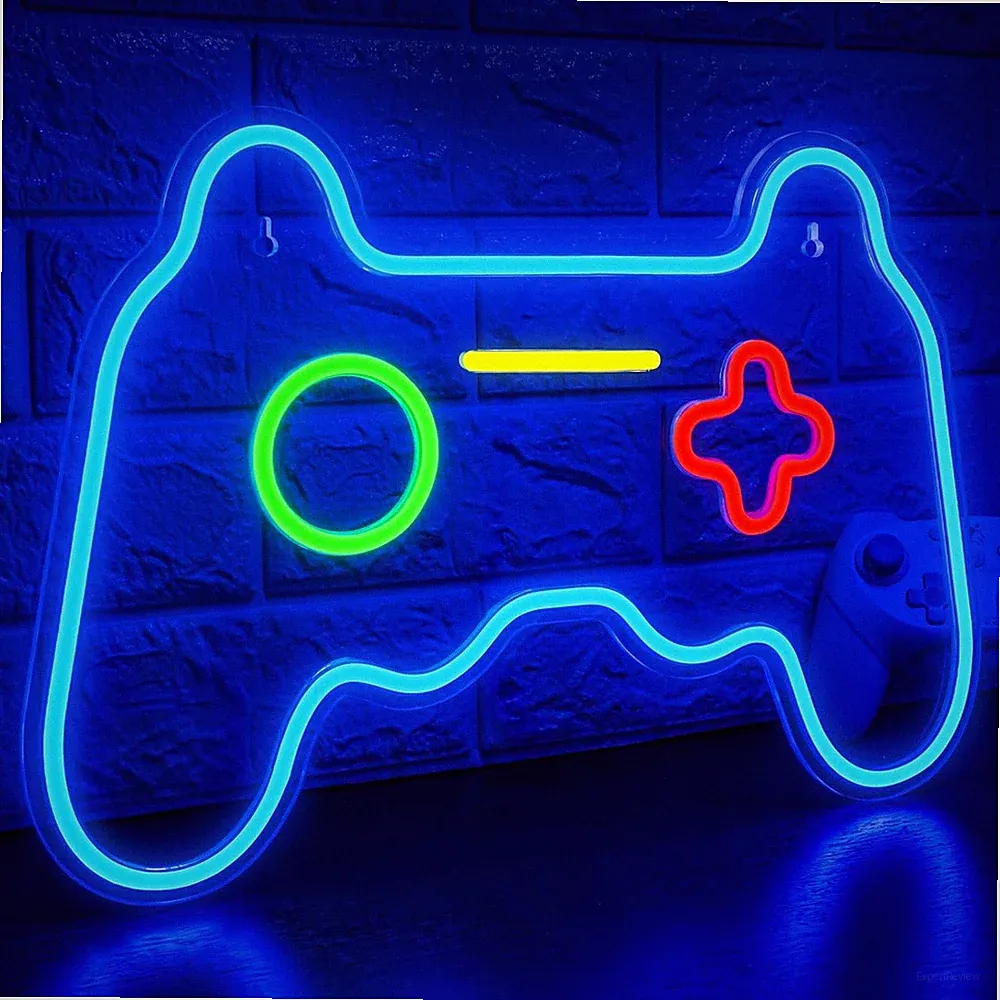 Neon Schild Gamer LED Blau Dimmbare Wand Deko für Spielzimmer Game Room Geschenk