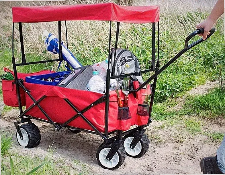 NEU Faltbarer Bollerwagen Dach Offroad Räder für Ausflüge Picknick Gepäck Kinder