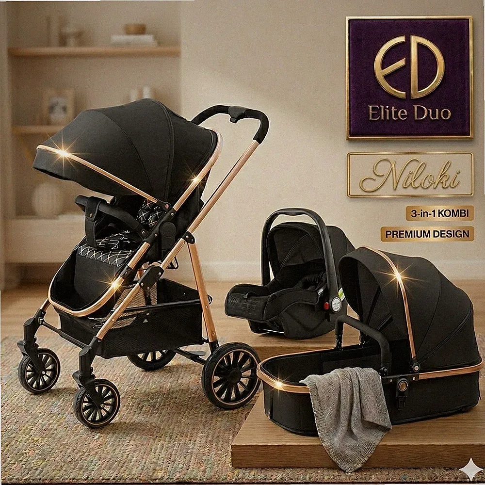 Niloki ® Luxus 3-in-1 Kinderwagen Buggy Reise – inkl. Babyschale & Babywanne