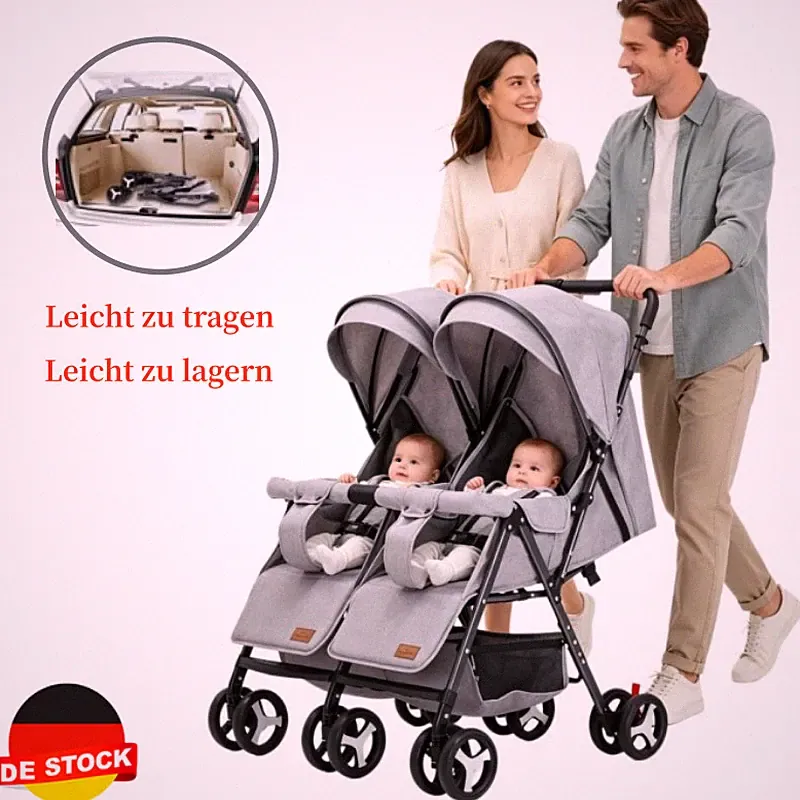 NISORPA Geschwisterwagen Kinderwagen Zwillingswagen klappbar Zwillingsbuggy baby