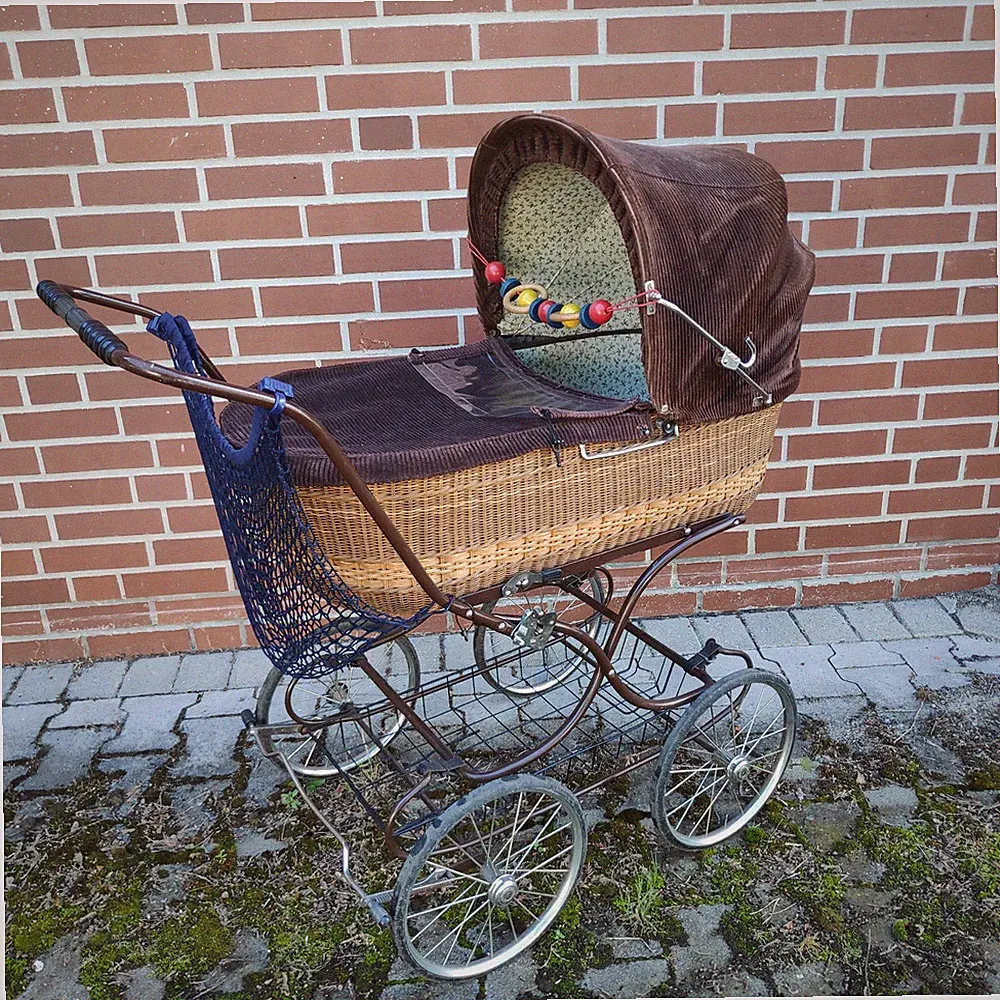 Nostalgie Kinderwagen Fischer Vintage Braun Korb Retro Gondelkinderwagen