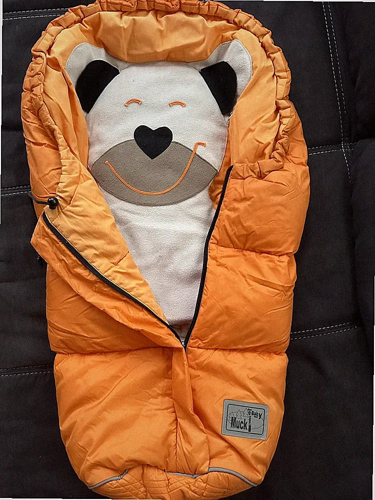 Odenwälder Mucki Fußsack Nest für Kinderwagen/ Buggy 90 cm Orange Warm