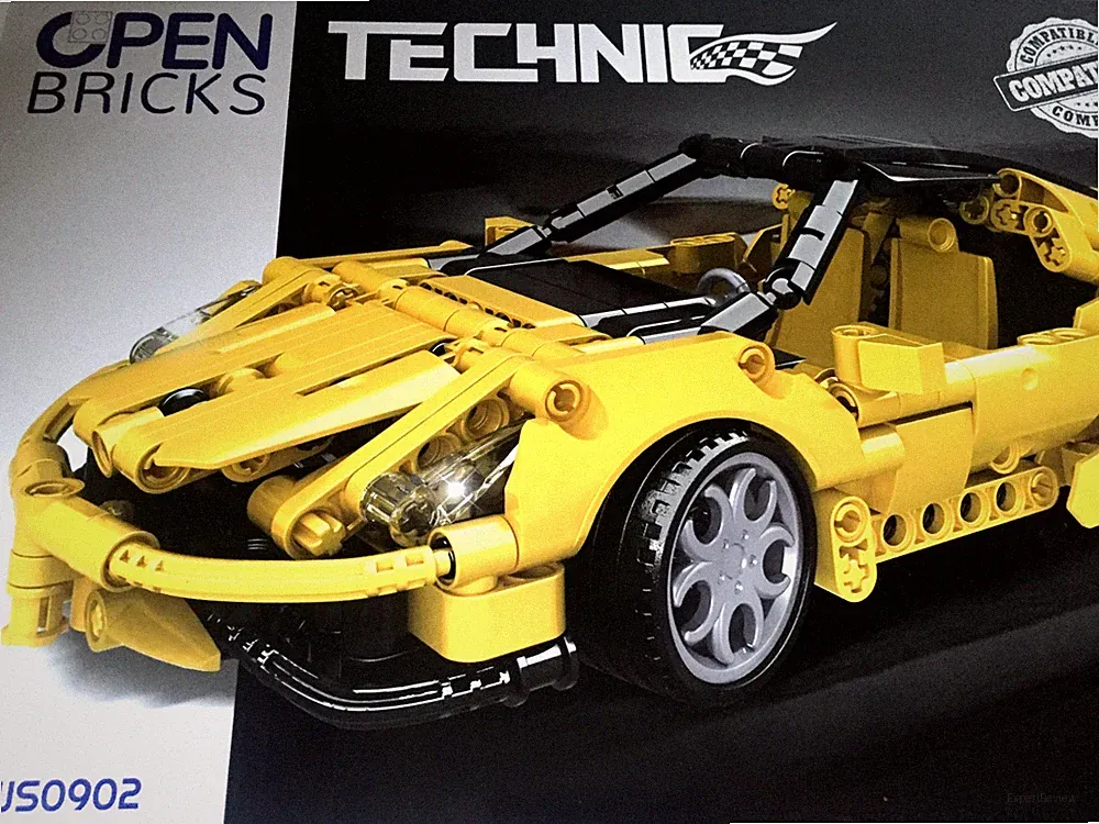 OPEN BRICKS OFFENE ZIEGEL Sportwagen gelb Technic Stecken Bausteine Kinder OB102