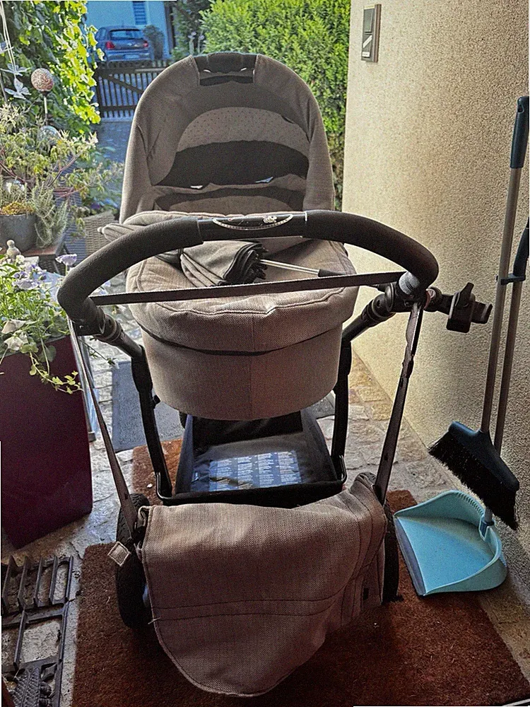 Original HARTAN Kombi Kinderwagen mit Lüftungsstoff Grauer Edler Stoff, Fast Neu