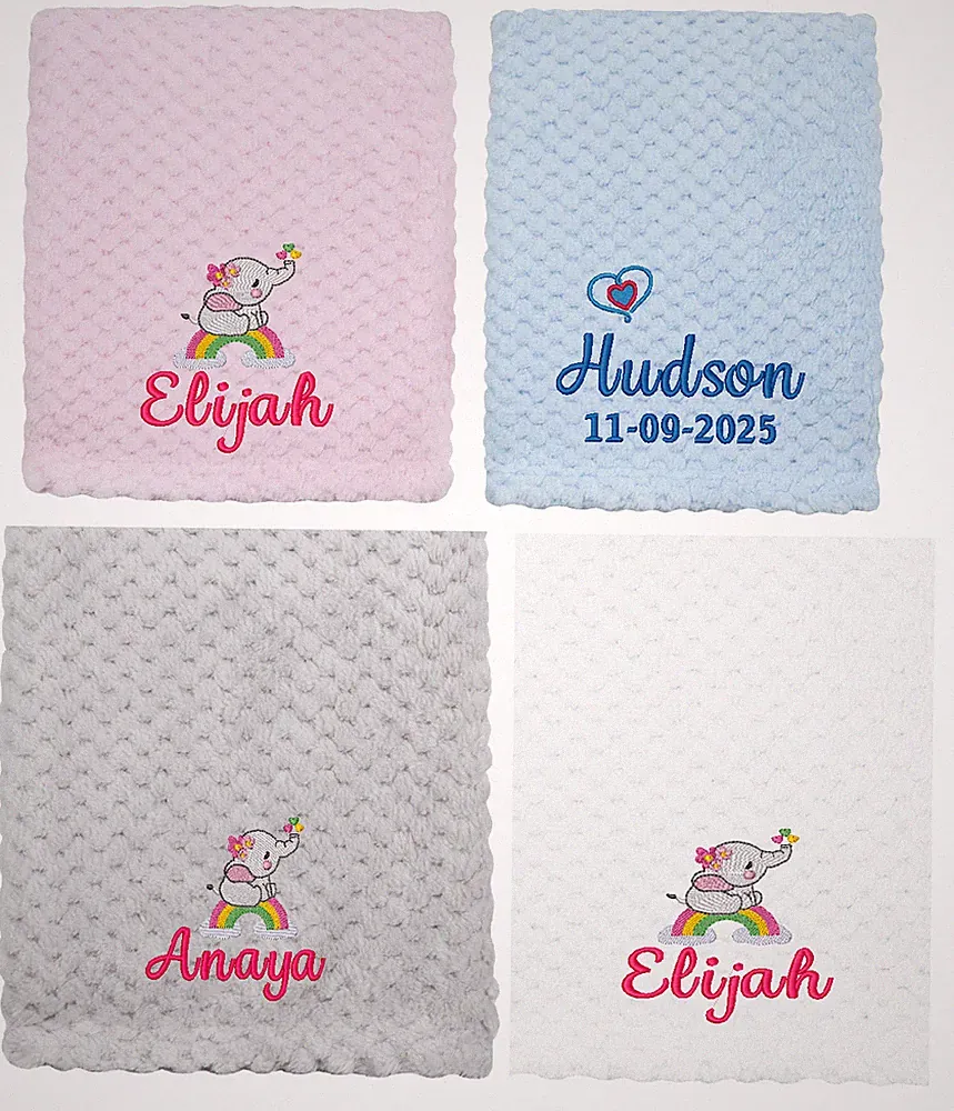 Personalisierte Baby Fleece Waffeldecke/Halstuch Neugeborene Kleinkind| | Kinderwagen Wiege Moses