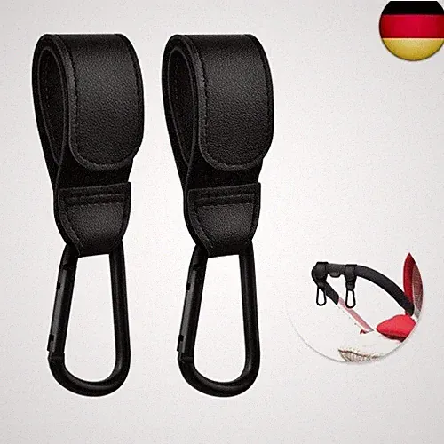 Pinsheng 2 Stück Kinderwagen Haken Clips, Leder karabiner Kinderwagen Haken für
