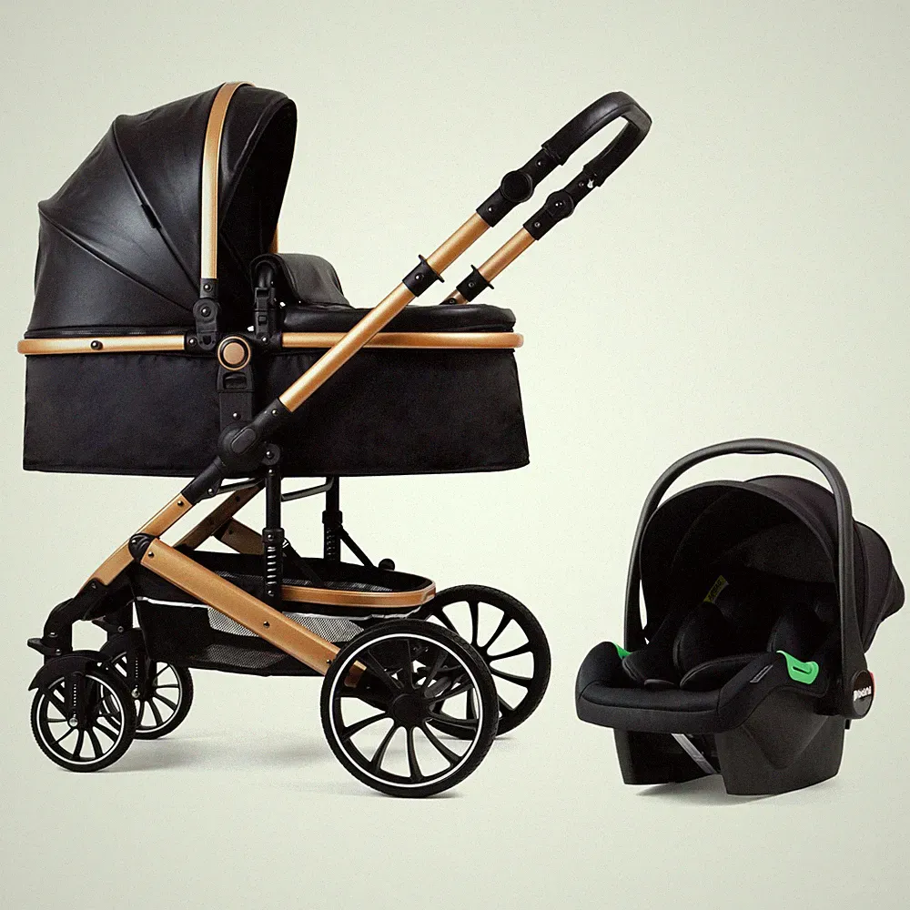 Pixini Kinderwagen Kalani 3in1 gold/schwarz