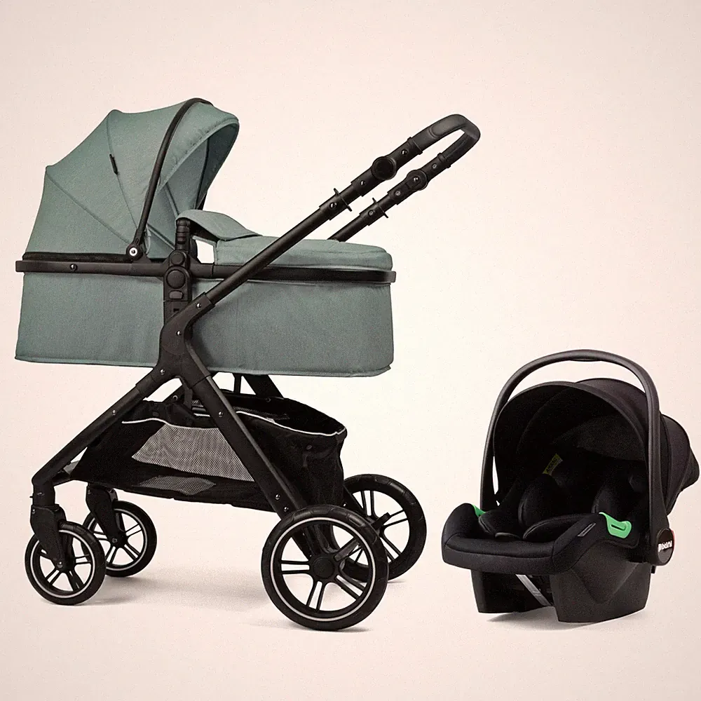 Pixini Kinderwagen Nelio 3in1 schwarz/mystic mint