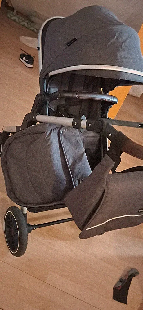 Pixini Kombikinderwagen Set Grau – Inkl. Babyschale, Wickeltasche & Beindecke
