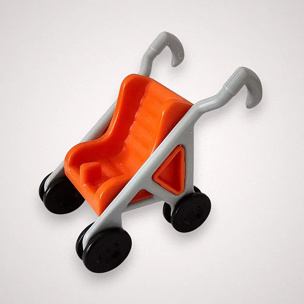 Playmobil Zubehör Kinderwagen Buggy Orange Grau Fahrzeug Ersatzteil